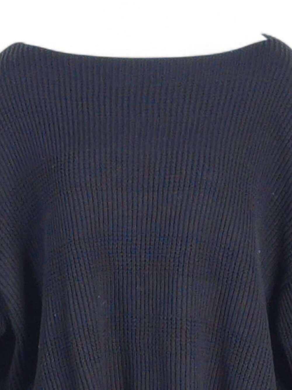 Waffle Textured Knit Sweater NWT Med Black 100% Cotton Boxy Cropped Minimalist - Picture 2 of 16